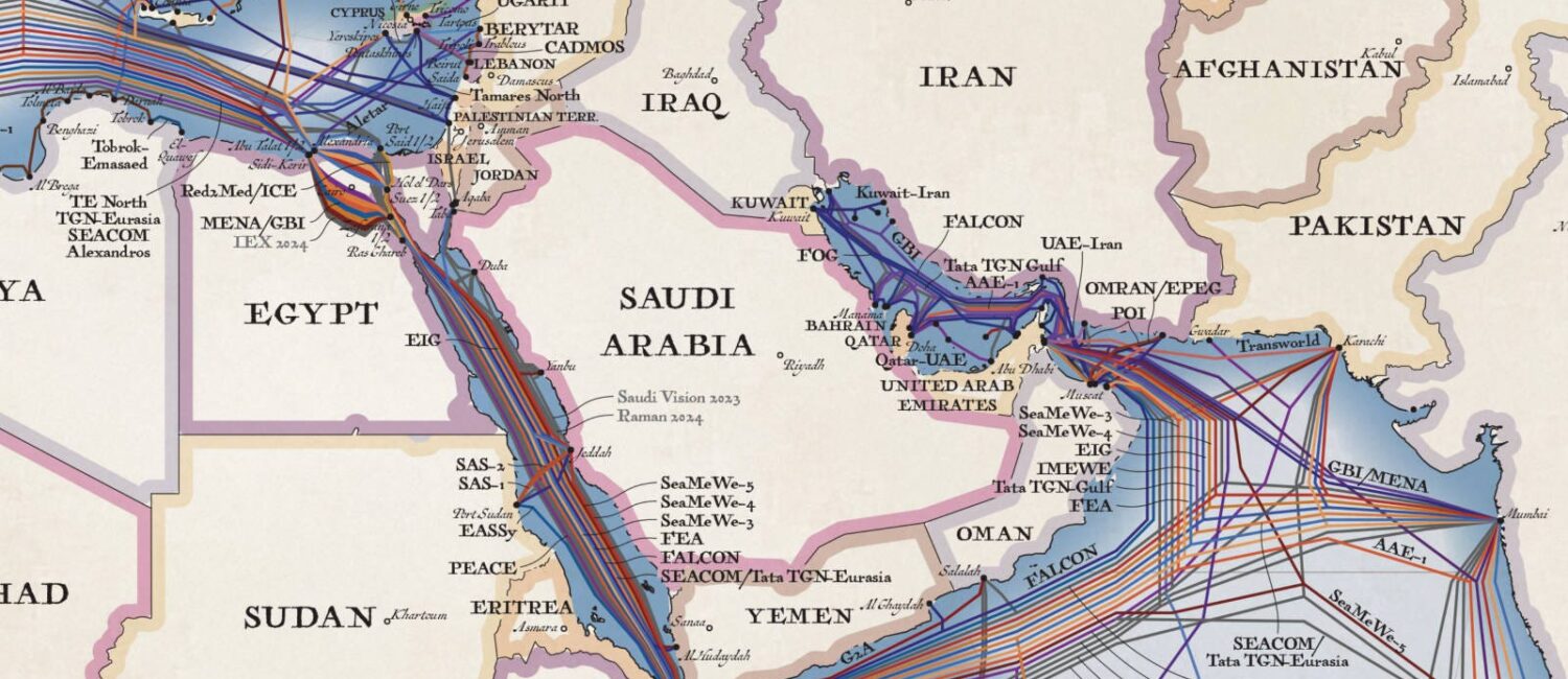 Illustration de l'article « Le péage d'Ormuz » — câbles sous-marins et infrastructures numériques stratégiques.
