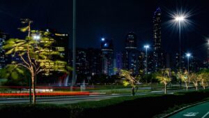 Abu Dhabi skyline at night