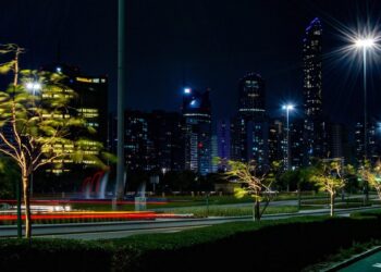 Abu Dhabi skyline at night