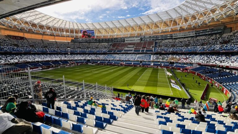 Interior of the Grand Stade de Tanger during a match, Tangier, Morocco