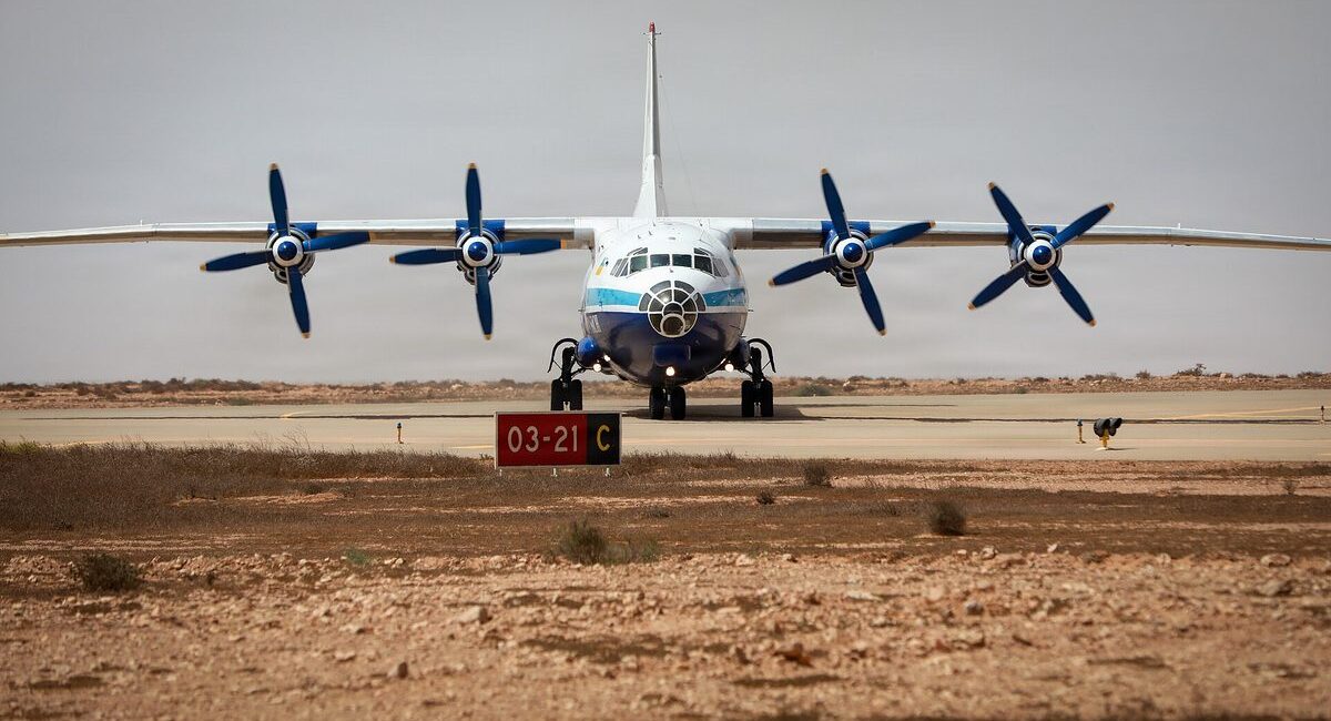 A military transport aircraft at a US–Morocco defence industry demonstration