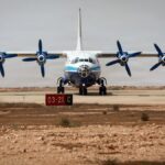 A military transport aircraft at a US–Morocco defence industry demonstration
