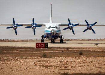 A military transport aircraft at a US–Morocco defence industry demonstration